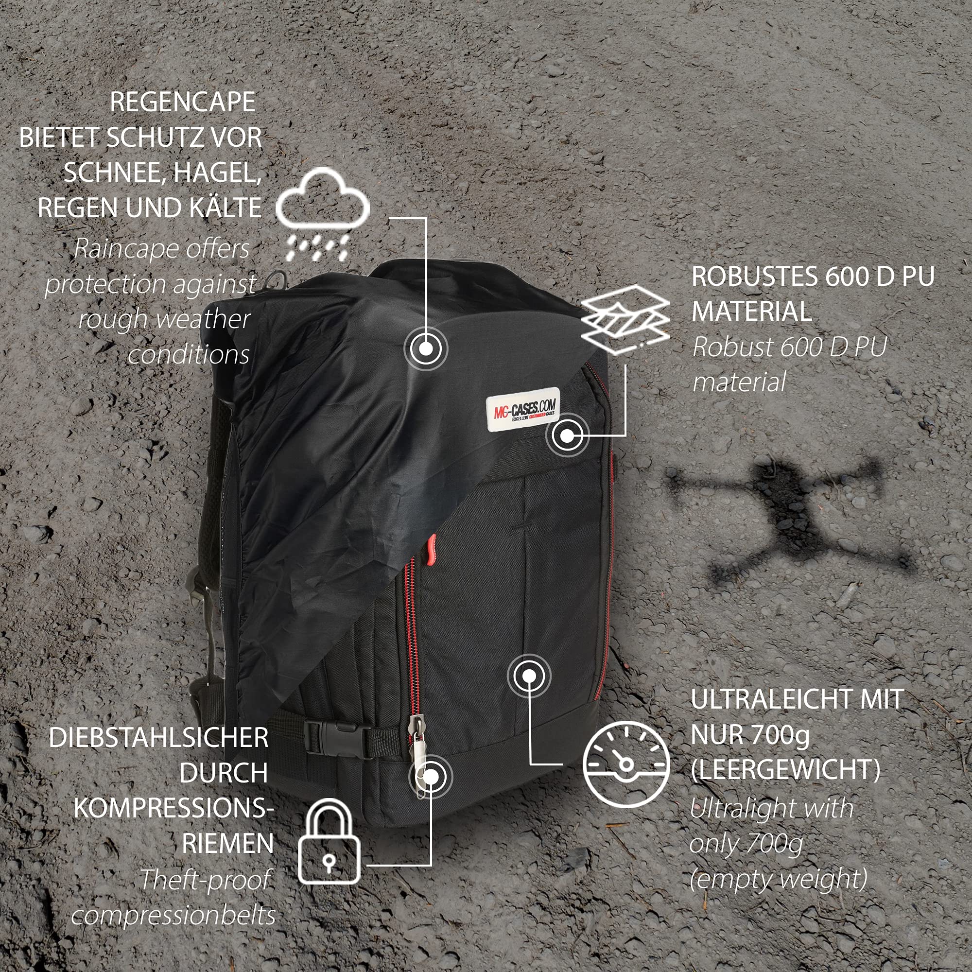 Zaino professionale appositamente adatto per DJI Avata 2 Combo – Fly More Set – Made in Germany, Nero , Zaino
