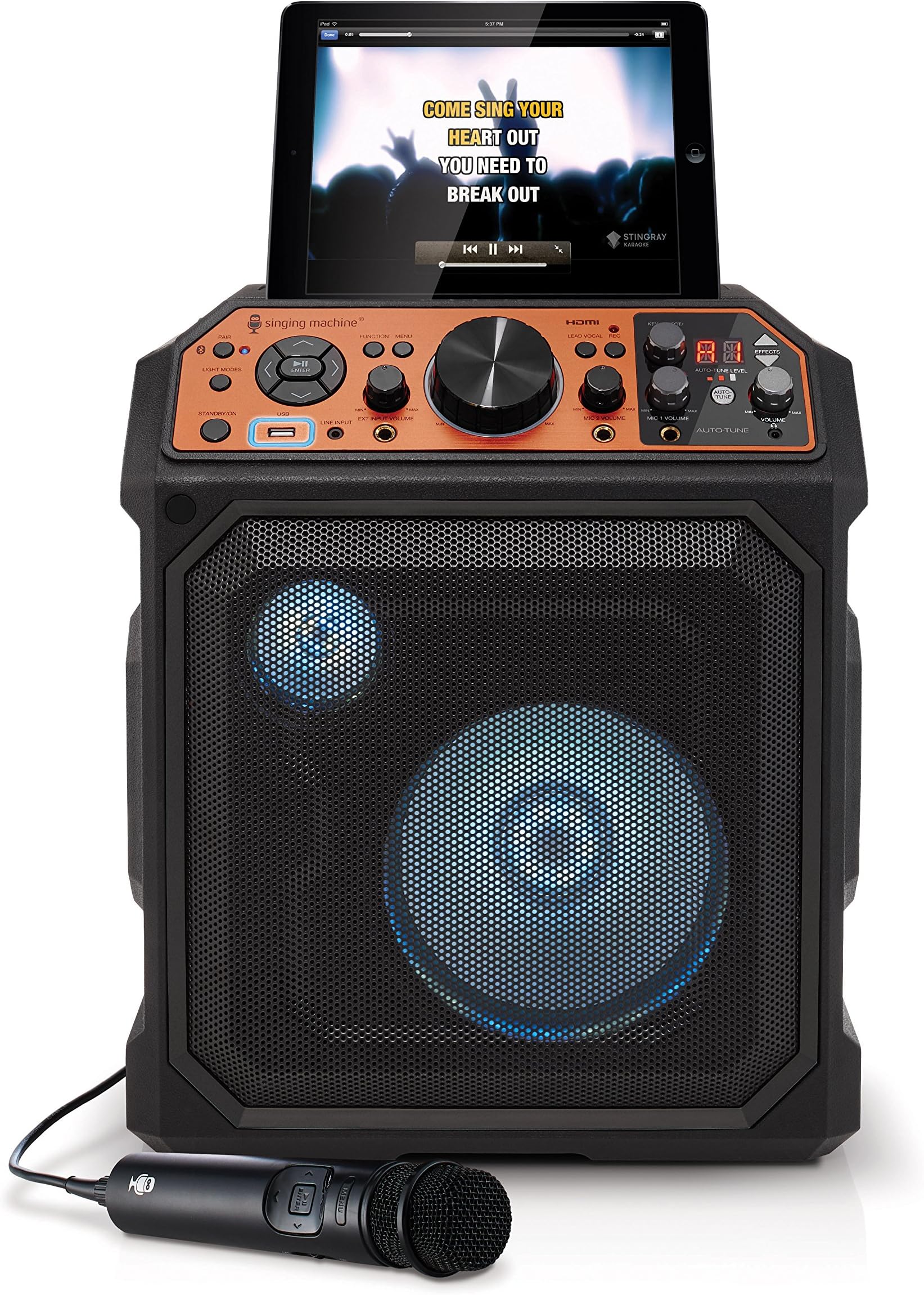 Singing Machine SDL2093 HDMI Karaoke Machine with Auto-Tune, Bluetooth, Mic and Recahrable Battery