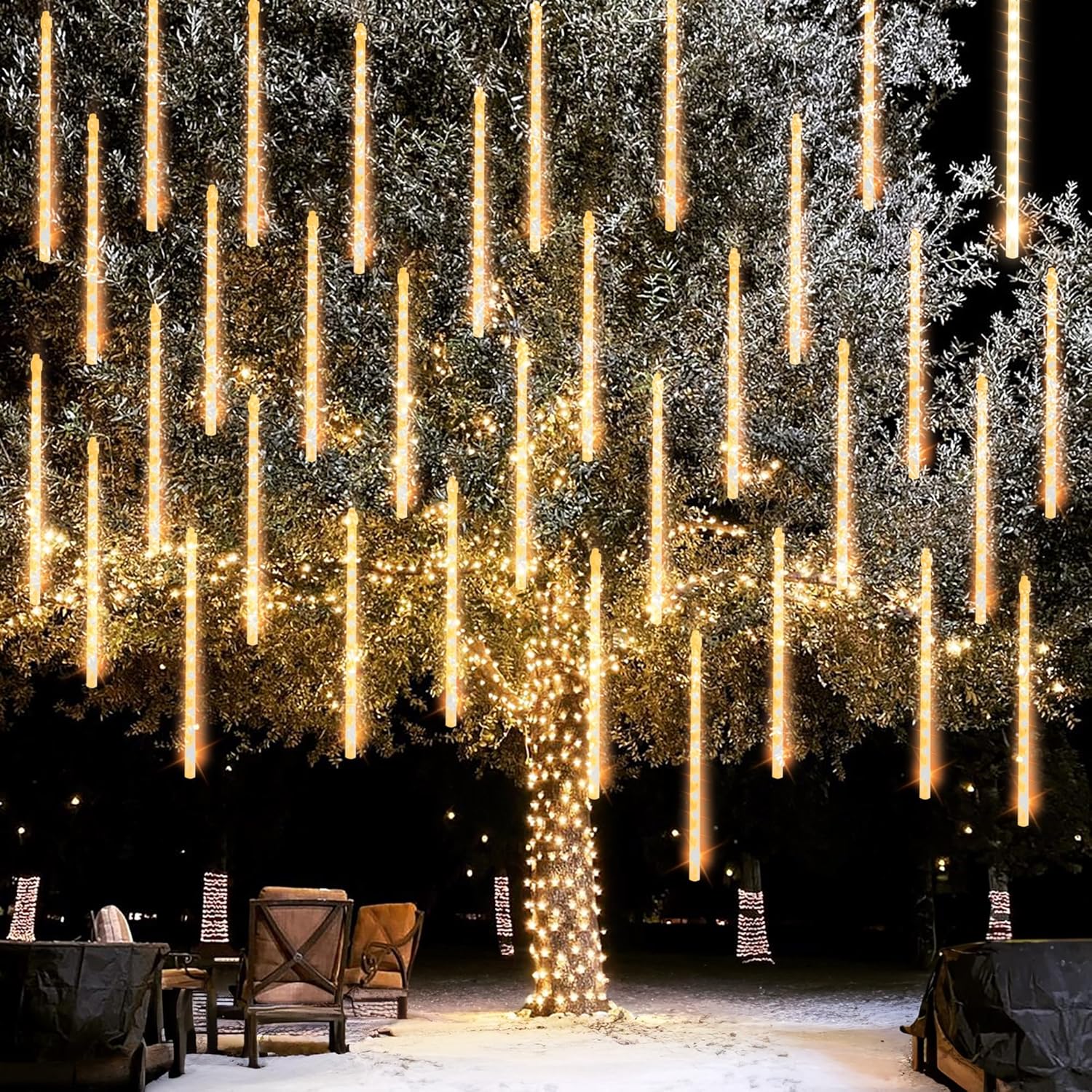 Dazzle Bright Christmas Lights Outdoor, 288LED Meteor Shower Rain Lights 12 Inch 8 Tubes, Waterproof Plug in Falling Icicle Light Christmas Decorations for Xmas Tree Yard House Decor (Warm White) Dazzle Bright Christmas Lights Outdoor, 288LED Meteor Shower Rain Lights 12 Inch 8 Tubes, Waterproof Plug in Falling Icicle Light Christmas Decorations for Xmas Tree Yard House Decor (Warm White)