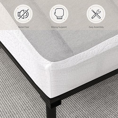 Miniatura 6 de Somier de metal King de 5 pulgadas con montaje rápido, base de colchón resistente, marco de metal de acero fuerte, fácil montaje