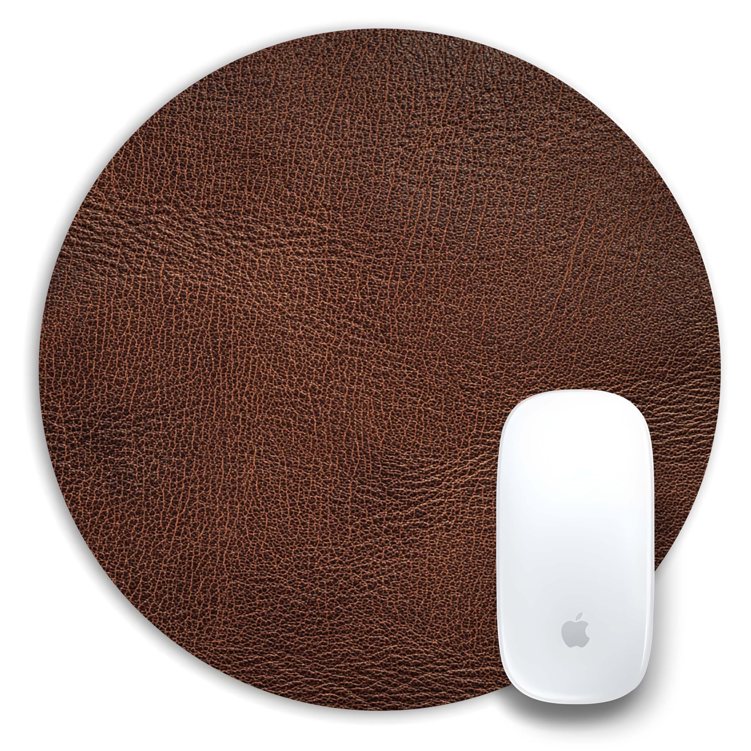 TURTLEWINGS Circular Mousepad with Blue Leather Design (Not Actual Leather)| Round Mouse Pad 240mm, 3mm Thick | Premium Print for Office, Study, Work & Professional Desk Setup (Brown)-image-10