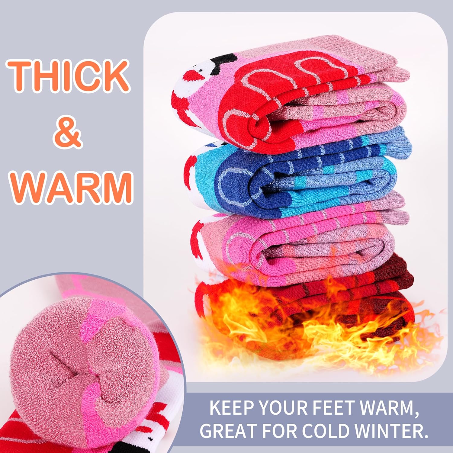 ELUTONG Kids Ski Socks Boys Girls Thermal Thick Warm Winter Cozy Sock for Skiing Snowboarding 2 Pairs - Image 4