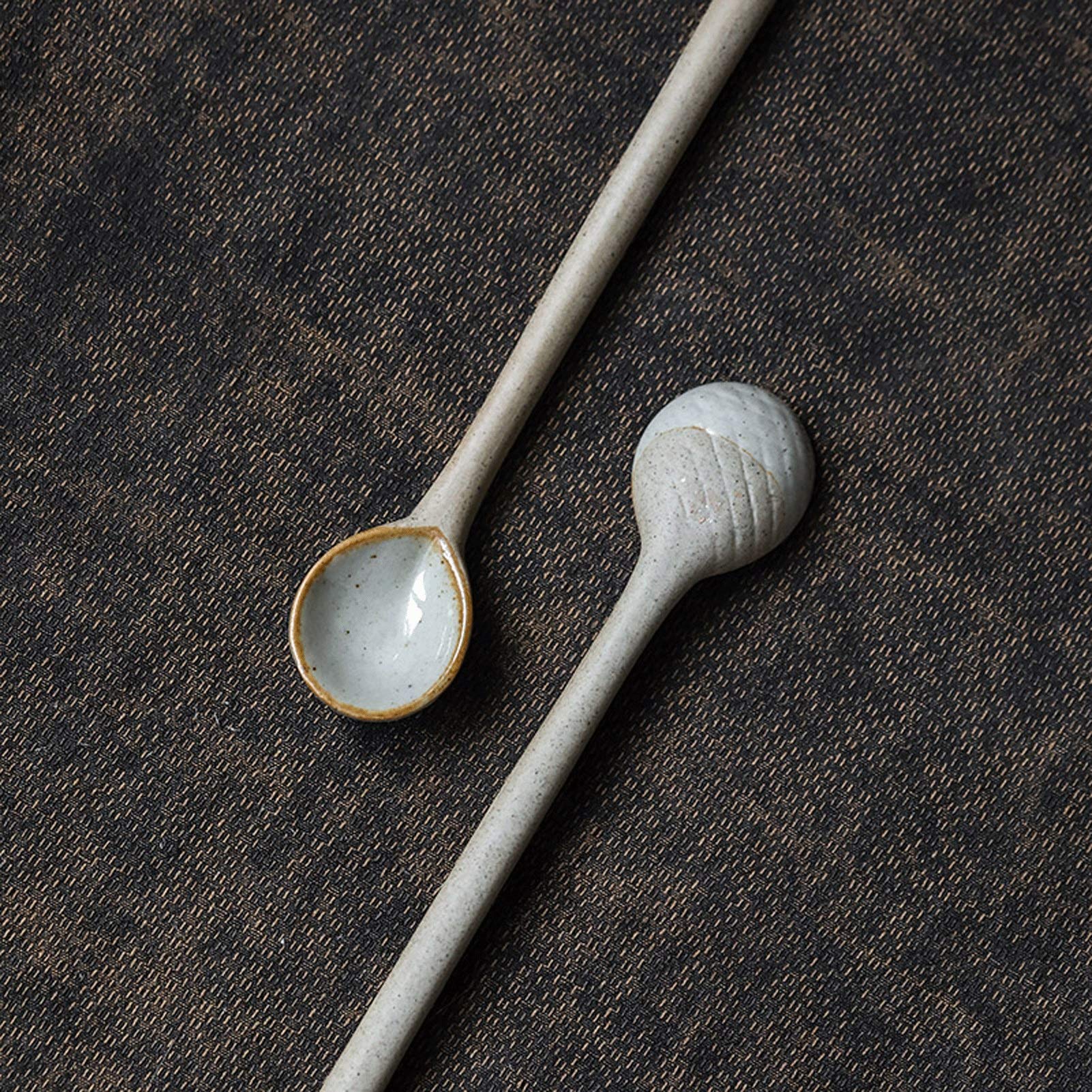 Łyżki do herbaty, łyżki deserowe, pięcioczęściowa ceramiczna łyżka do mieszania kawy z długą rączką Gotowanie w domu Łyżka żaroodporna Łyżka do lodów Łyżka deserowa Łyżka do arbuza Łyżki do zupy