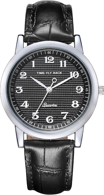 Orologi da uomo in senso antiorario moda impermeabile orologio da polso al  quarzo in pelle Band – nero : Amazon.it: Orologi