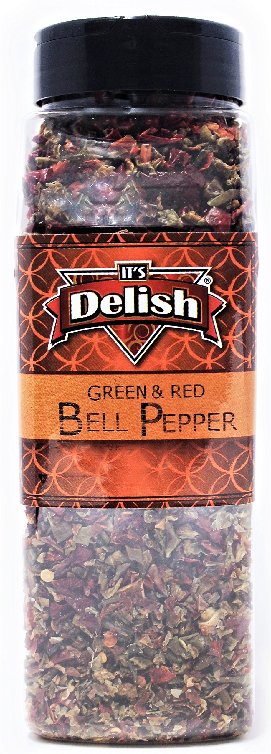Dehydrated Dried Red and Green Bell Peppers Mix by It's Delish – 9 Oz Large Jar – Sealed to Maintain Freshness – Chopped & Dried Vegetable Spice