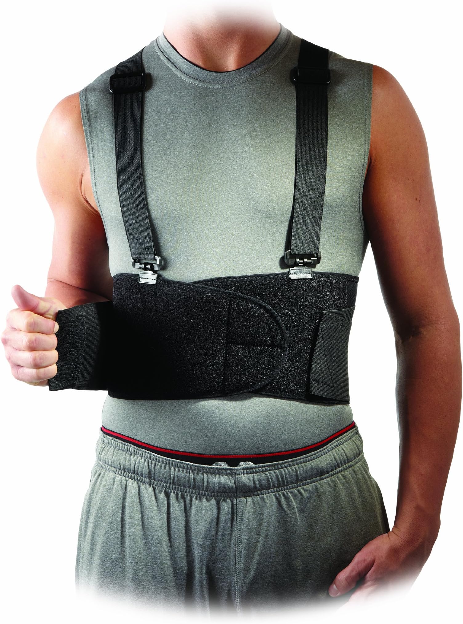 McDavid 496 Back Support with Suspender, Black, Large