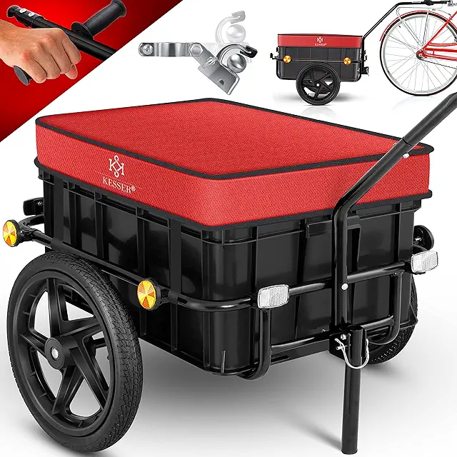 KESSER Rimorchio Bicicletta 2 in 1 Carrello Manuale 70L Gancio Traino Universale