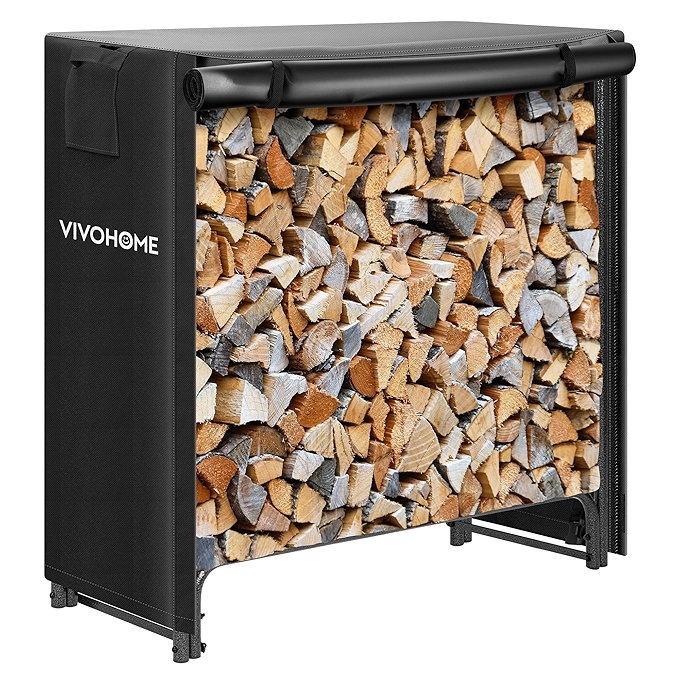 VIVOHOME 8英尺重型户外木柴架与覆盖套件