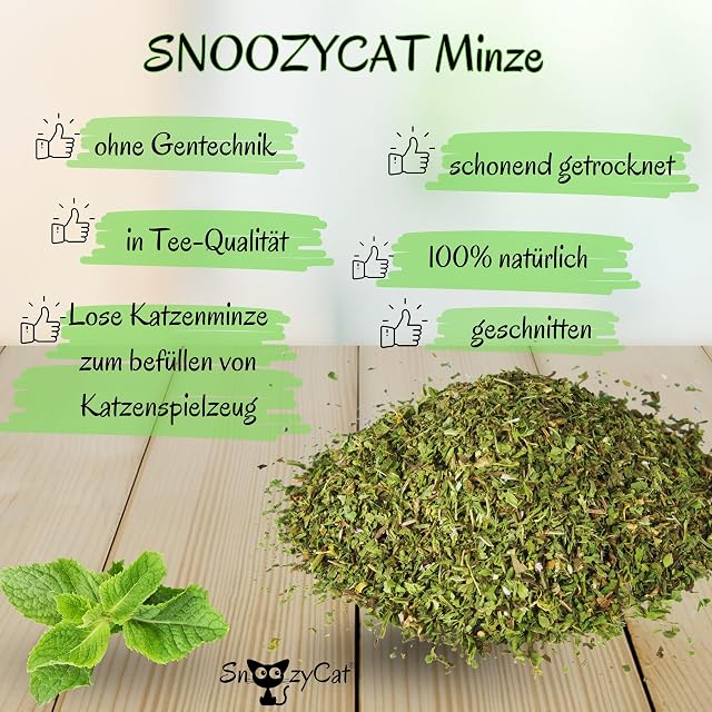 Foto 3 de 8 de SNOOZYCAT® Catnip - Cojín para gatos para rellenar, 30 gramos de menta suelta, aroma natural, cortado