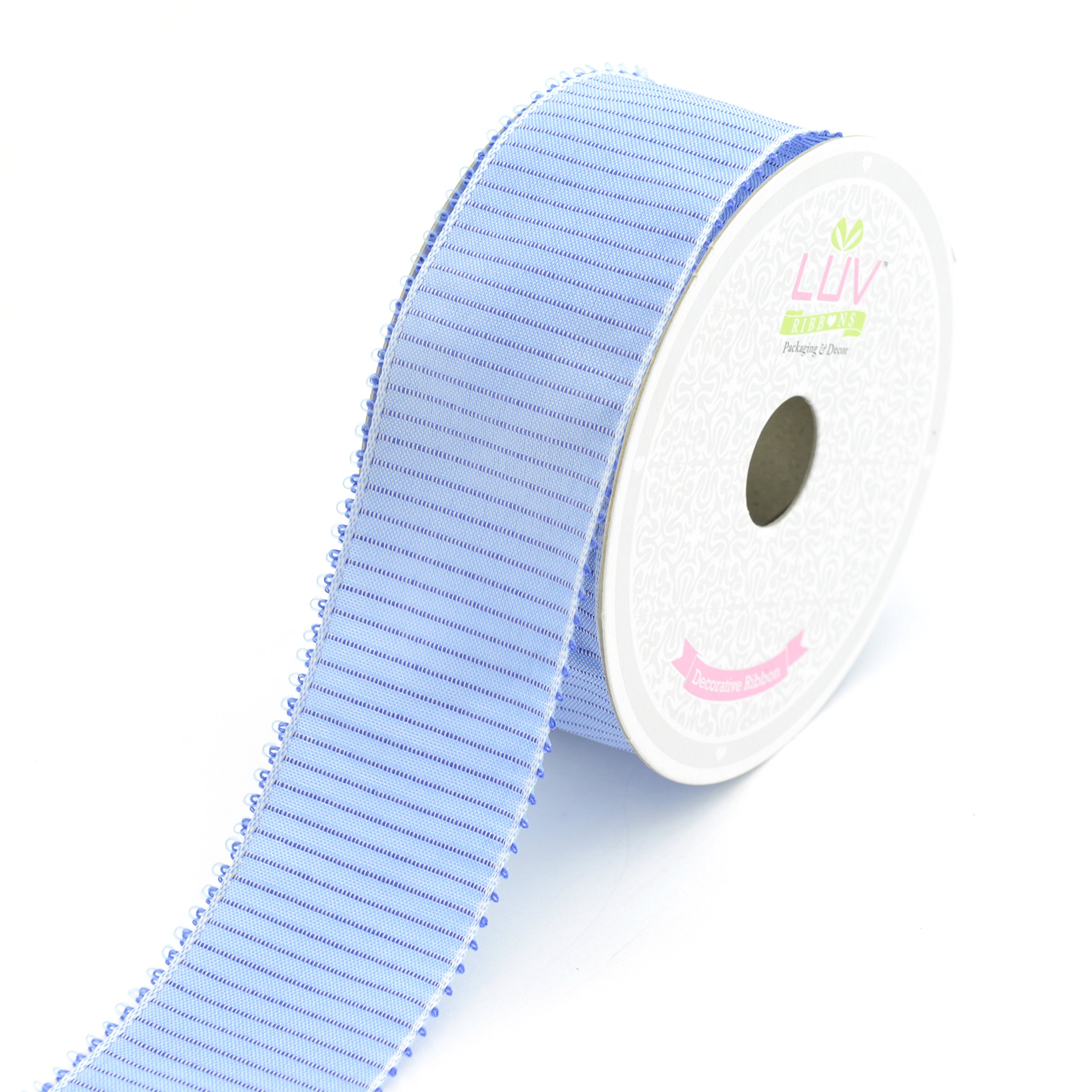 LUV Ribbonsby Creative Ideas, Decorative Polyester 1-1/2-Inch Vertical Lines Ribbon Print, 10 Yards, Blue