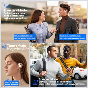 AI Language Translator Earbuds, OWS Real-Time 3-in-1 Translation Earbuds 144 Languages & Accents, Translation Device for Travel Business Learning, White