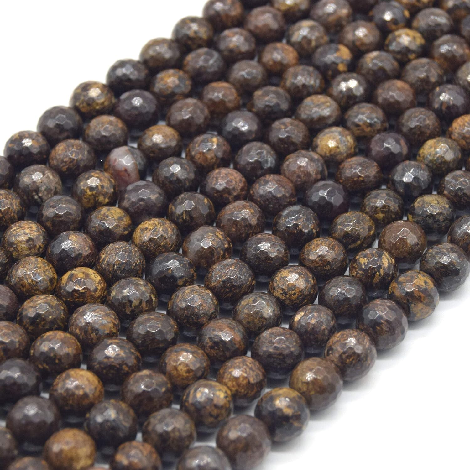 | Bronzite Beads - Faceted Round Natural Gemstone Beads - 8mm, 10mm, 12mm 10mm