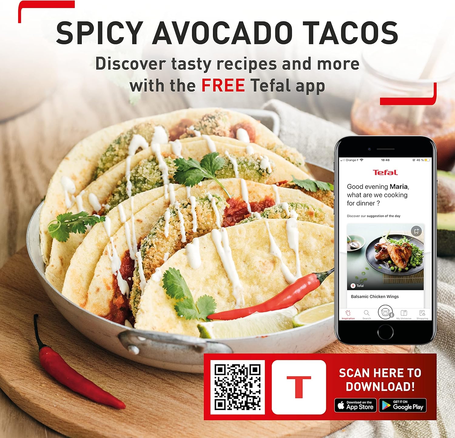 Tefal app promotion with QR code