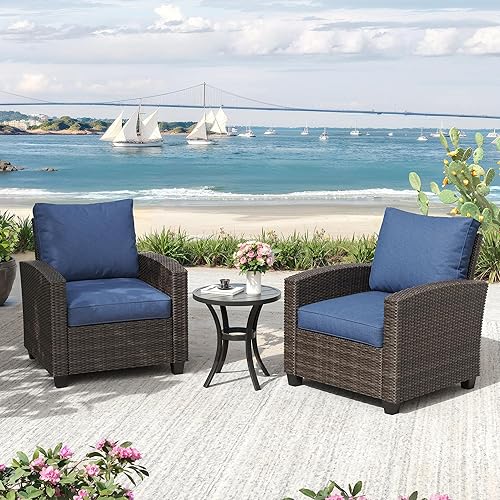VICLLAX 3 Pieces Wicker Outdoor Furniture Set, PE Rattan Patio