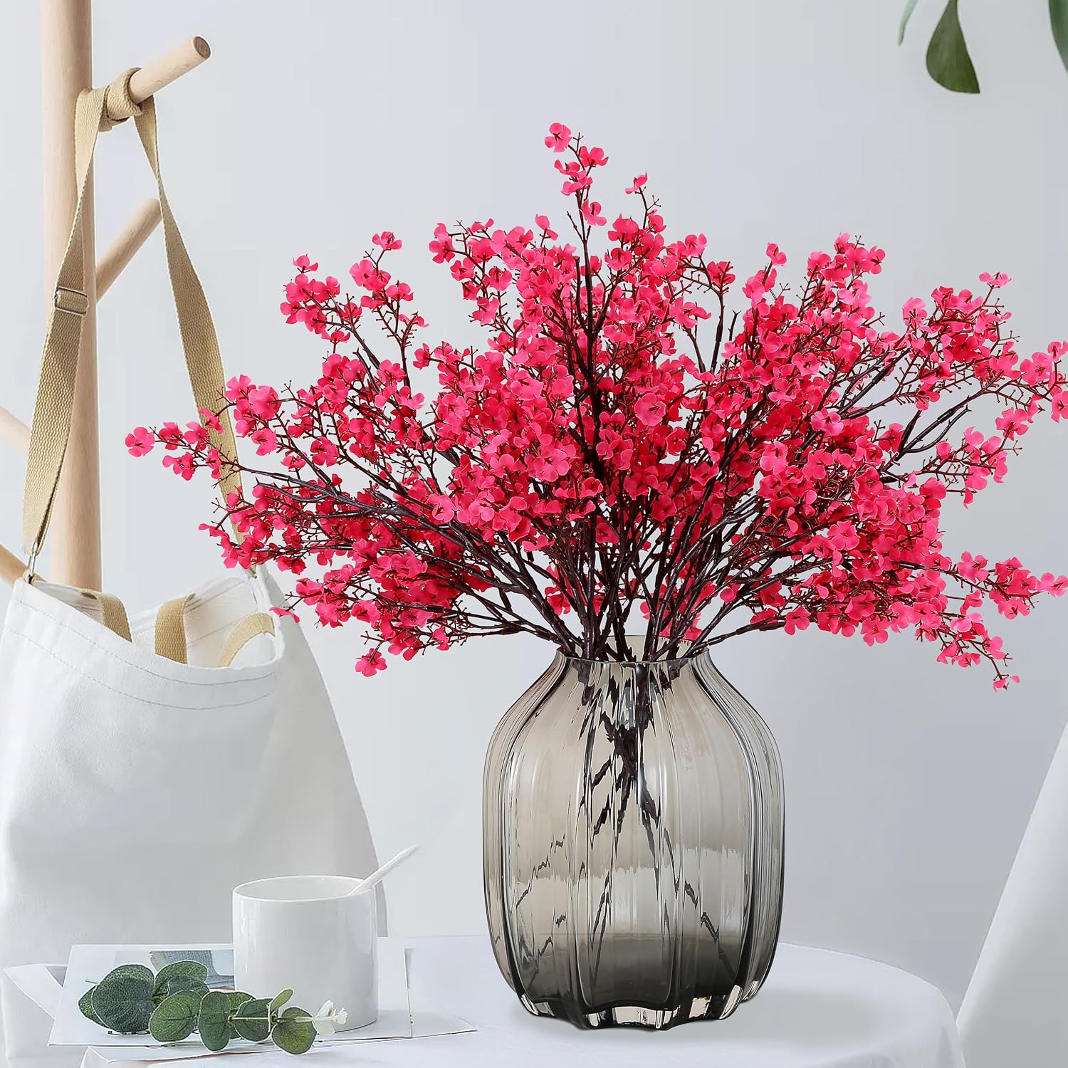 JAKY-Global 9pcs Babys Breath Artificial Flowers Gypsophila Bouquet Bulk Fake Spring Silk Small Flowers Real Touch Faux Floral for Home Bedroom Kitchen Garden Wedding Christmas Party DIY Decor (Rose) image 5