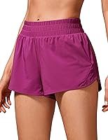 Vista 1 de CRZ YOGA Pantalones cortos de correr de cintura alta para mujer, 2.5 pulgadas, forro de secado rápido, pantalones cortos de entrenamiento atlético