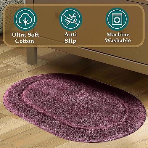 Miniatura 4 de SUPERIOR Juego de 2 alfombras de baño antideslizantes, ultra afelpadas, suaves y absorbentes, 100% algodón peinado, juego de alfombras de baño