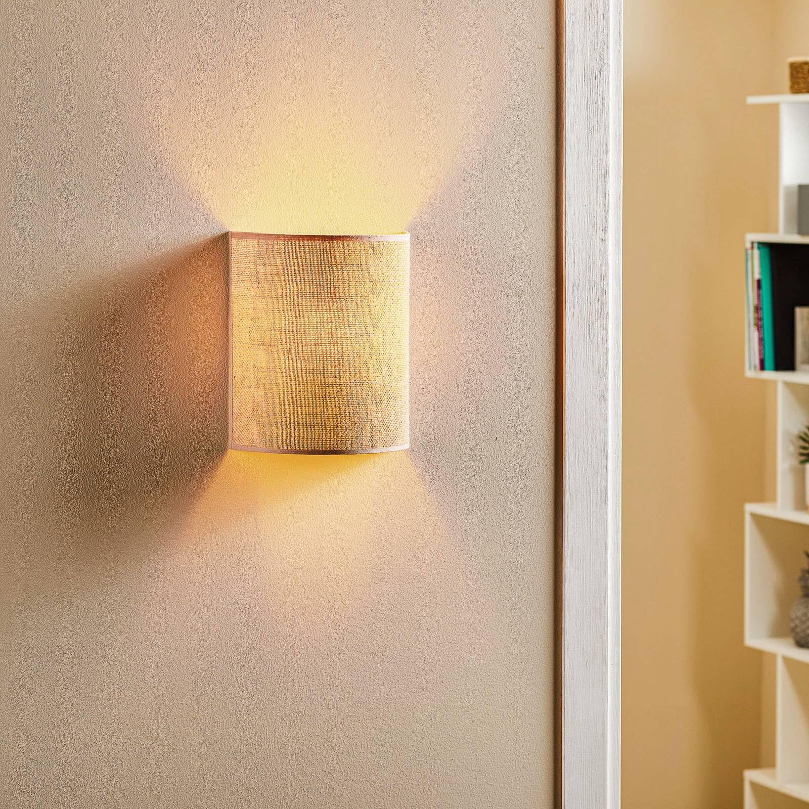 Euluna Wandlampe Jute, Wandleuchte innen Innenleuchte Wand 1x E27 ohne Leuchtmittel Wandbeleuchtung Wohnzimmer Esszimmer Schlafzimmer Flur