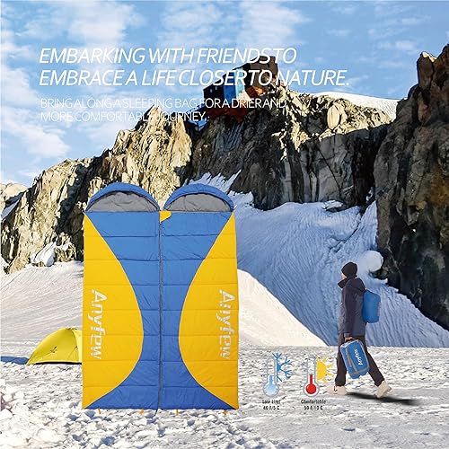 Miniatura 6 de Anyfew Saco de dormir doble para adultos, tamaño grande, para dos personas, para todas las estaciones, camping, senderismo, mochilero, sacos de