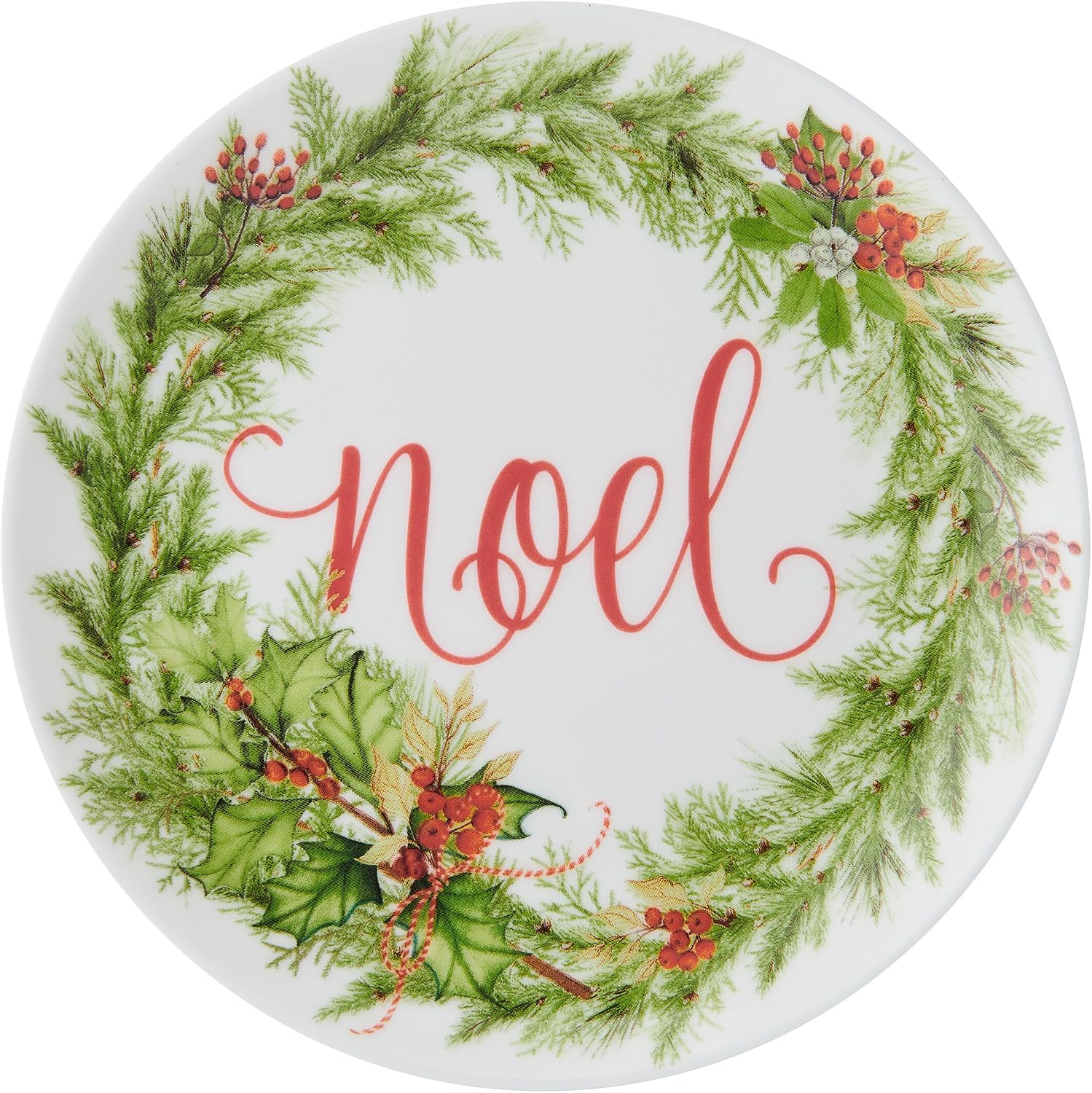 Mikasa Holiday Festive Garland Set of 6 Bone China Lightweight Chip Resistant Appetizer Plates Christmas Party Holiday Entertaining, 7 inch