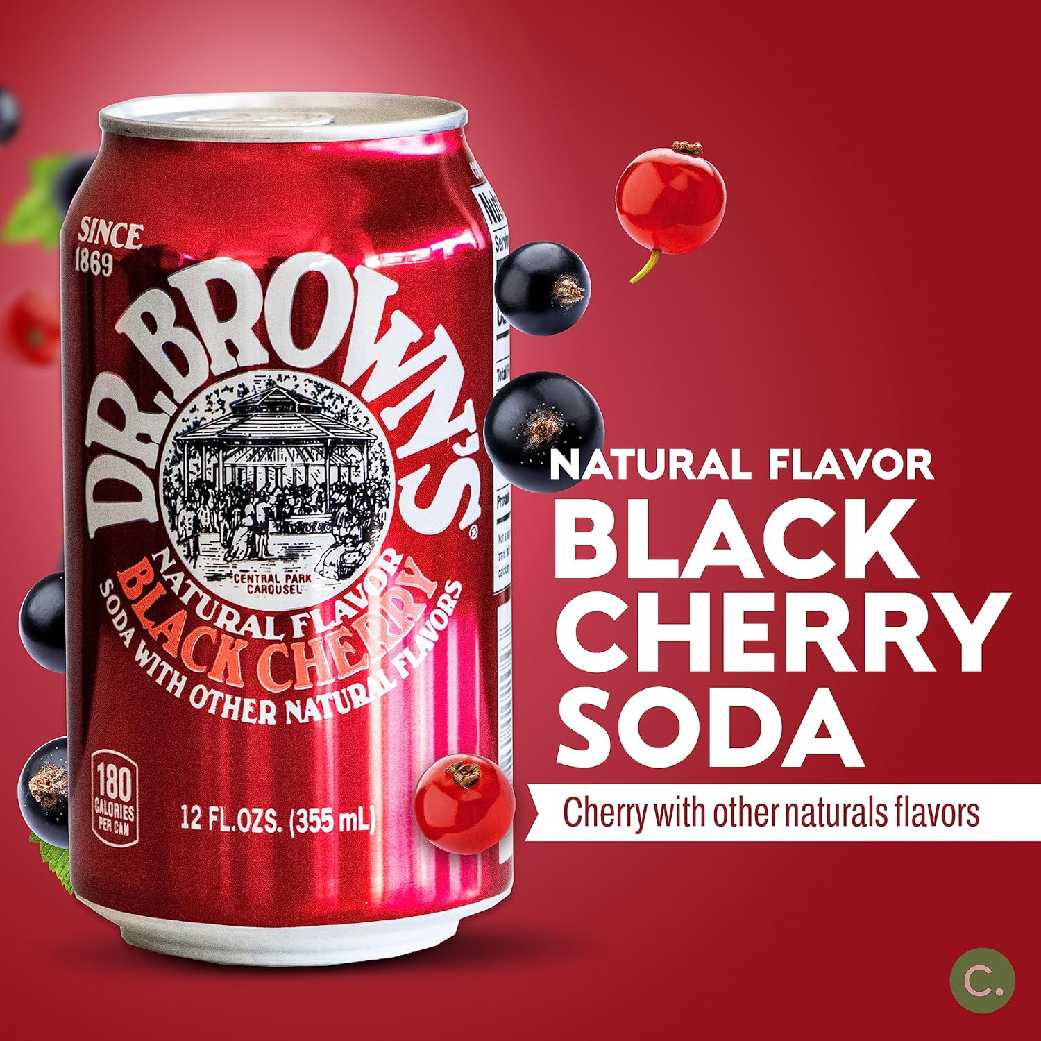 Dr Brown's Black Cherry Soda - Smooth, Refreshing, Crisp Cherry Flavors - 12, 12oz Cans