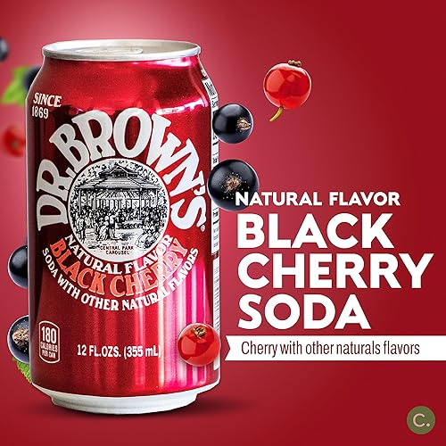 Miniatura 2 de Dr Brown's Black Cherry Soda - Sabores de cereza suaves, refrescantes y crujientes, 12 latas de 12 onzas
