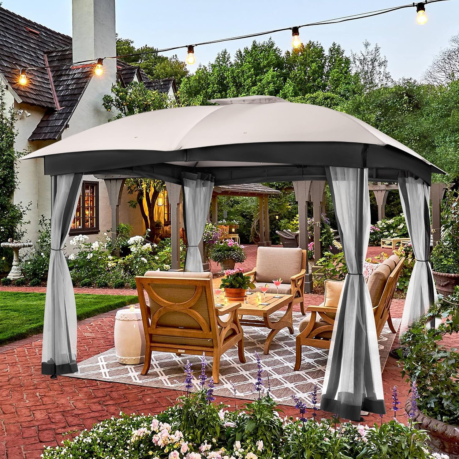 Gazebo for Patio, FAB BASED 10x12 Gazebo, Double Vent Canopy Gazebo, Outdoor Gazebo