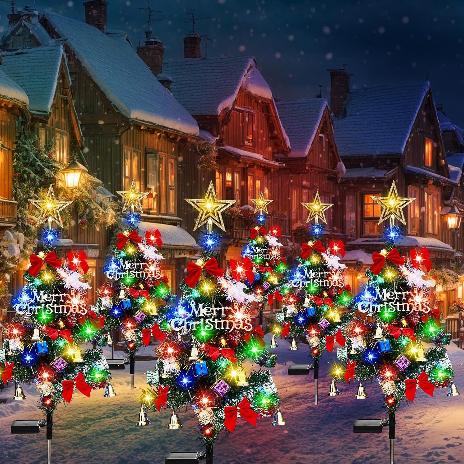 Woanger 6 Packs Solar Christmas Tree Lights Outdoor 29.5 Inch Large