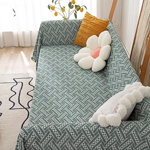 Miniatura 3 de STACYPIK Funda de sofá reversible con textura, protector de muebles para sofá de 3 cojines, funda de sofá bohemia jacquard agradable a la piel,