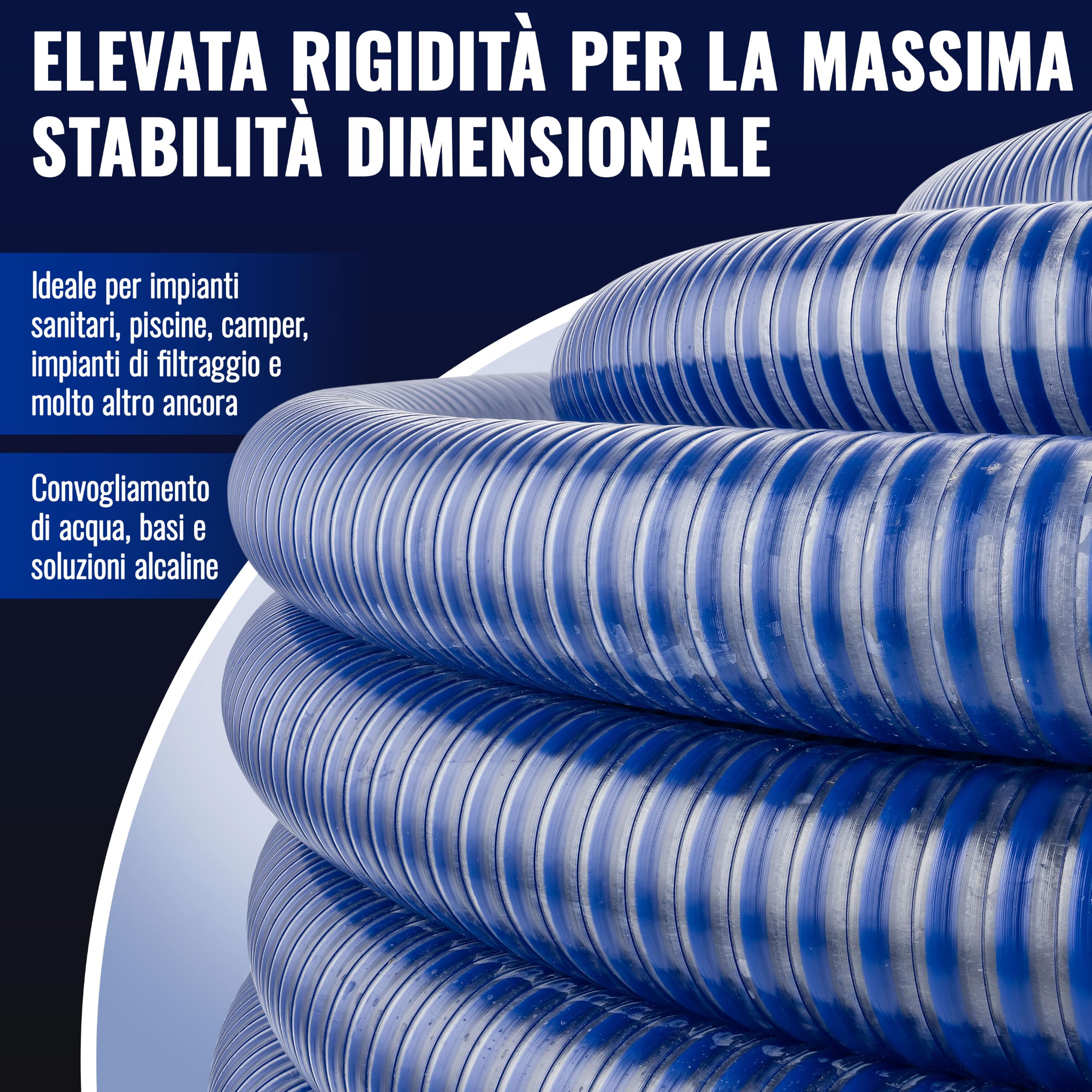 Poppstar PVC Tubo di aspirazione per acqua con spirale 1" (25m diametro interno 25mm/diametro esterno 32, fino a 8 bar) resistente a raggi UV, al vuoto e alla pressione