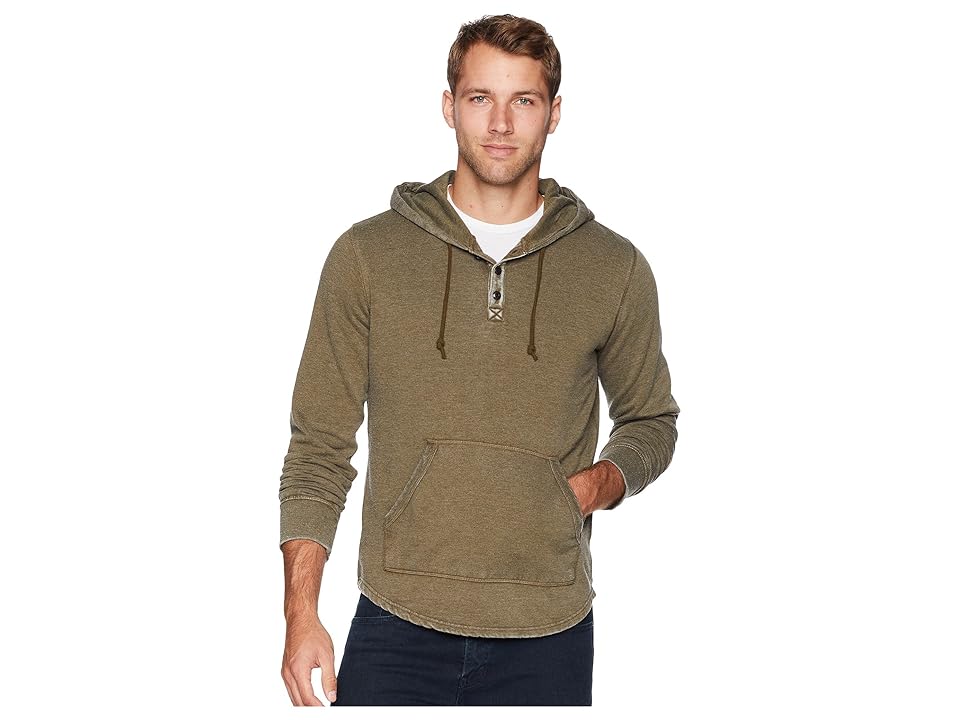 

Lucky Brand Venice Burnout Hooded Popover (Dark Olive) Men's Sweatshirt
