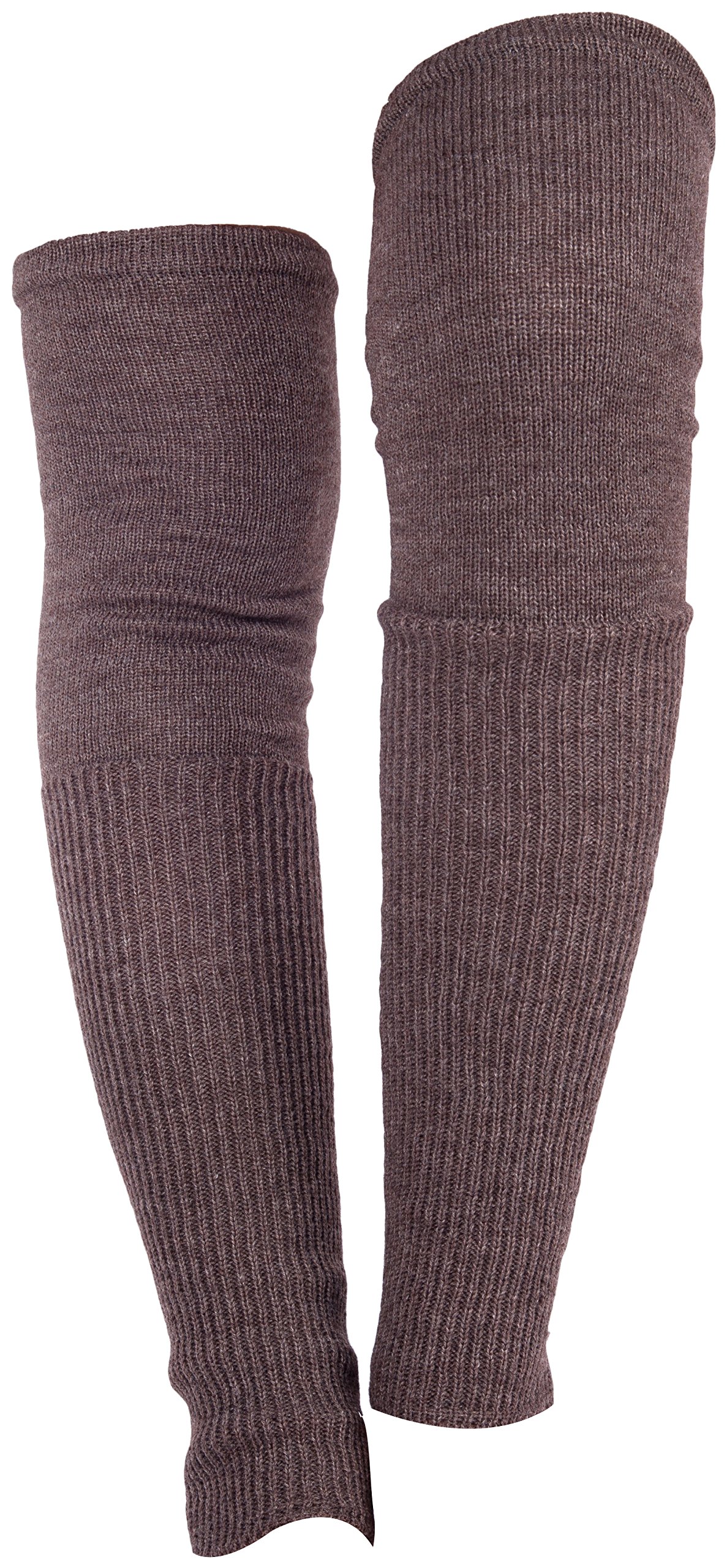 HIVER Adult Woollen Leg Warmers Women Winter Warm Fur Long Leg Warmers Over Knee High Footless Socks- Unisex(Brown) 2