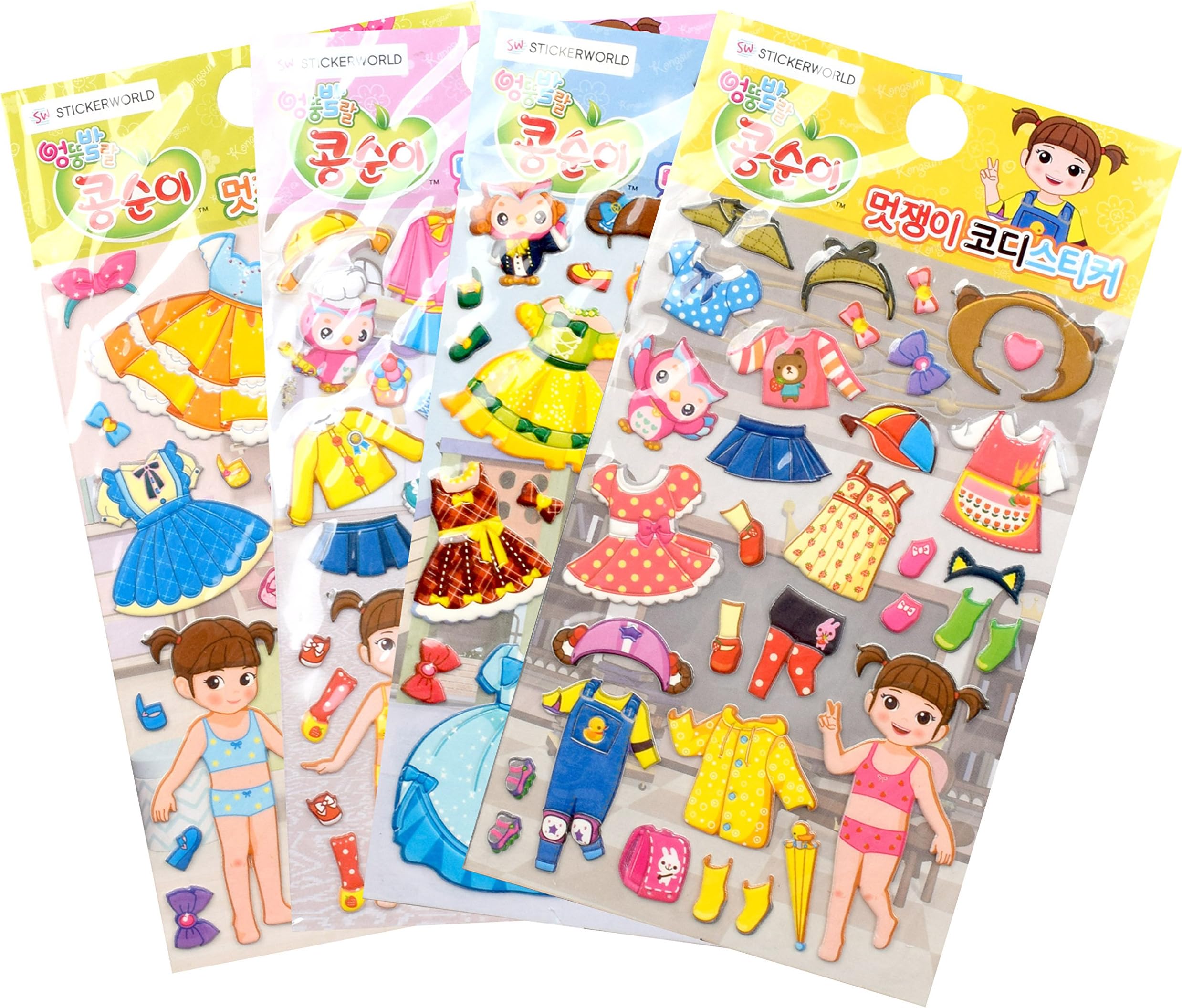 Kongsuni 3D Puffy Codi Sticker Sheets (4 pack) Diary Decoration Sticker Scrapbooking Craft Sticker