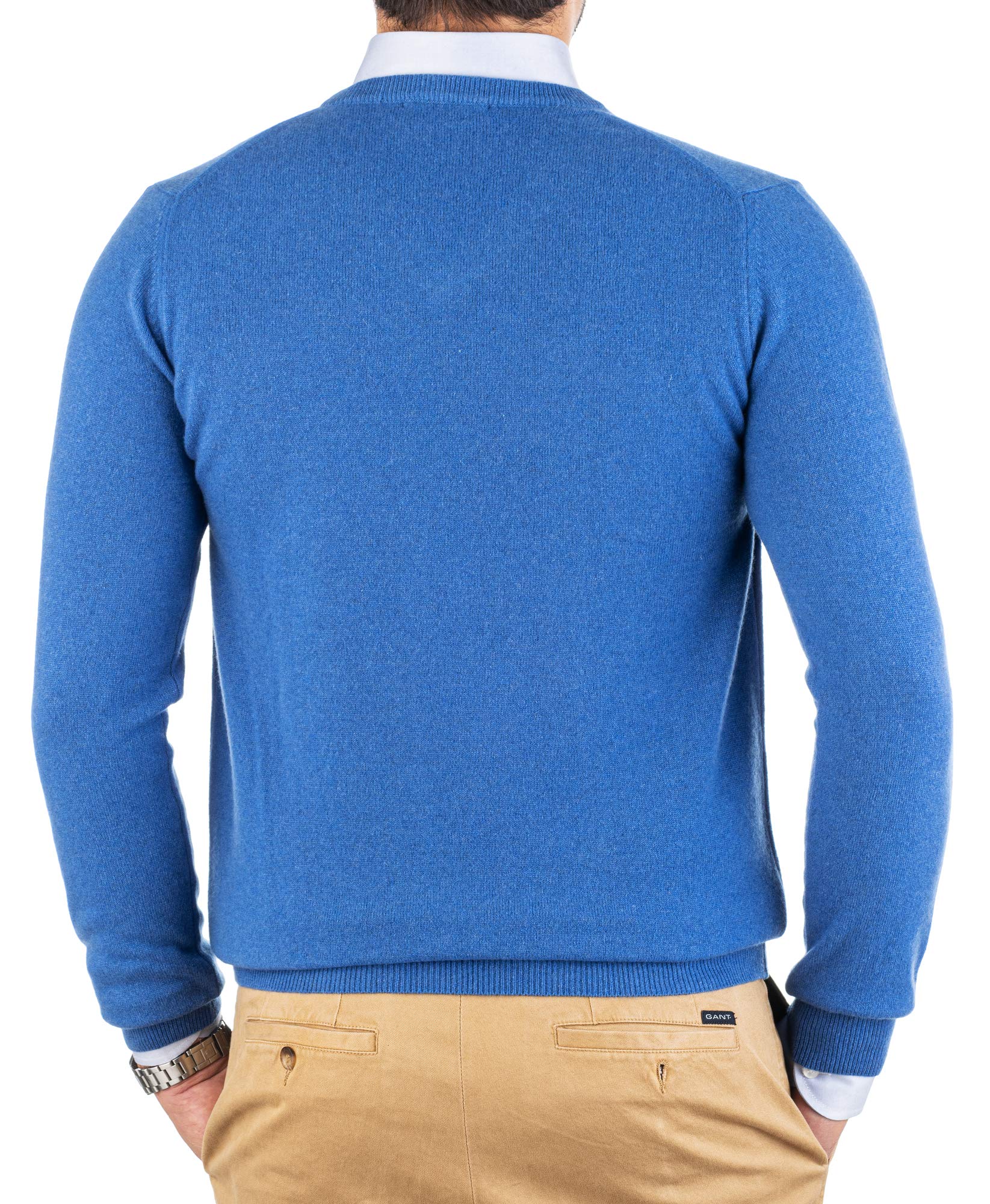Maglione Uomo Collo a V in 100% Cashmere Lana Kashmire Invernale Con Manica Lunga