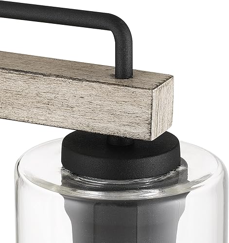 Miniatura 7 de Amos Moderna lámpara de tocador de 3 luces, lámpara industrial de pared con pantalla de vidrio transparente y madera clara pintada a mano para baño,