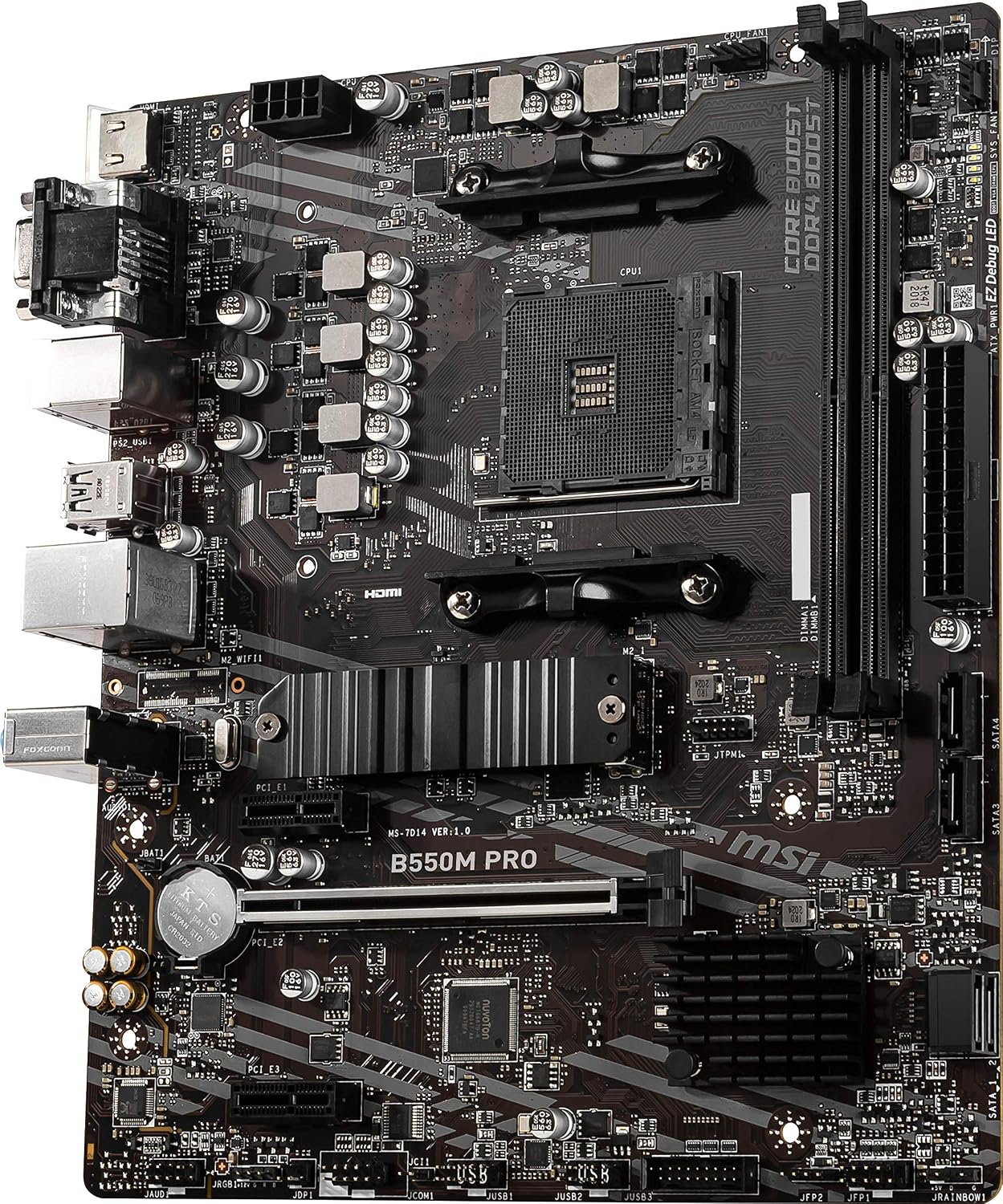 MSI PRO B550M-P Motherboard, mATX - Supports AMD Ryzen 5000/5000 G-Series, 4000 G-Series, 3000/3000 G-Series Desktop Processors, AM4 - DDR4 Memory Boost (up to 4400+ MT/s OC), PCIe 4.0 x16, M.2 Gen4