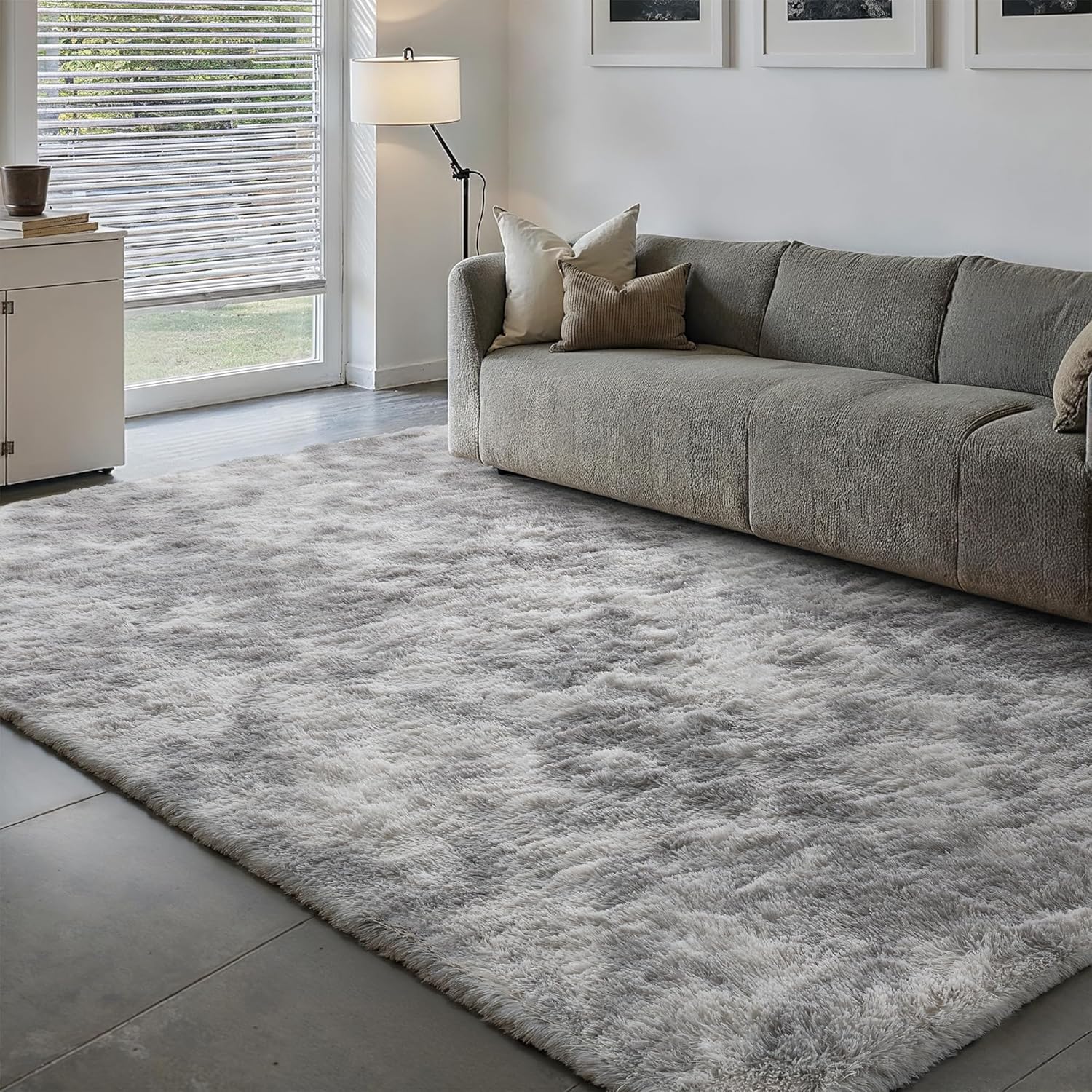 Grey Area Rugs 5x8 for Living Room, Shag Rug Washable Non-Slip Large Area Rug Super Soft Indoor Fuzzy Carpet Fluffy Rugs for Bedroom Home Aesthetic Decor