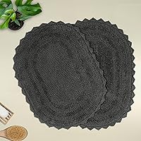 Vista 22 de TreeWool - Alfombras de baño con borde de ganchillo reversible en algodón de felpa (paquete de 2)