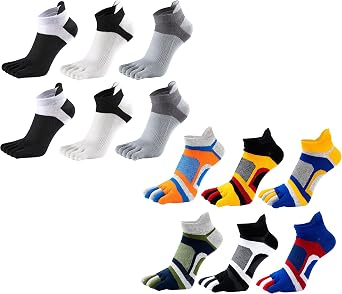 Fasot 12 Pair Men Toe Socks No Show Low Cut Cotton Athletic Wicking