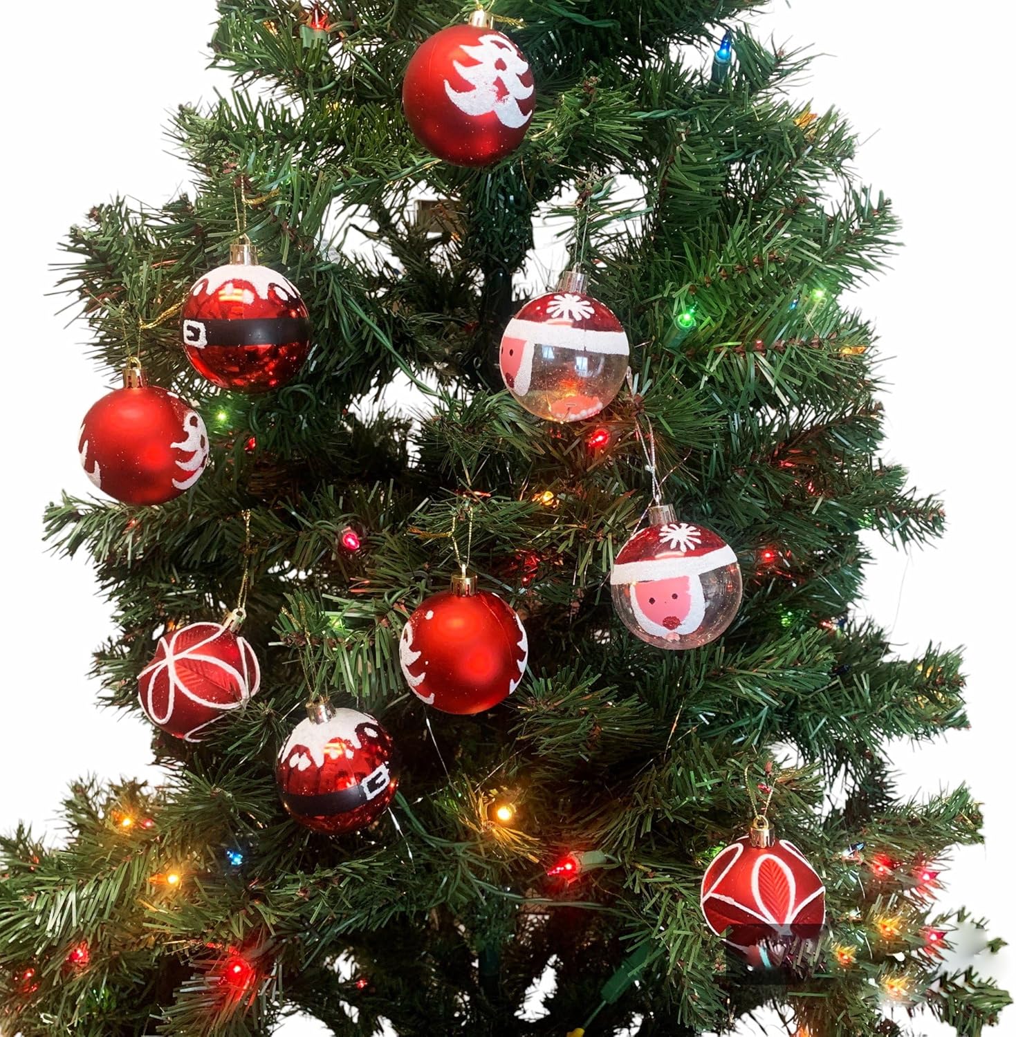 Heyiwell 2.36 Inch/9pc Shatterproof Christmas Ornament Balls,Christmas Hanging Balls Decorations for Xmas Trees and Holiday Decor,White Red
