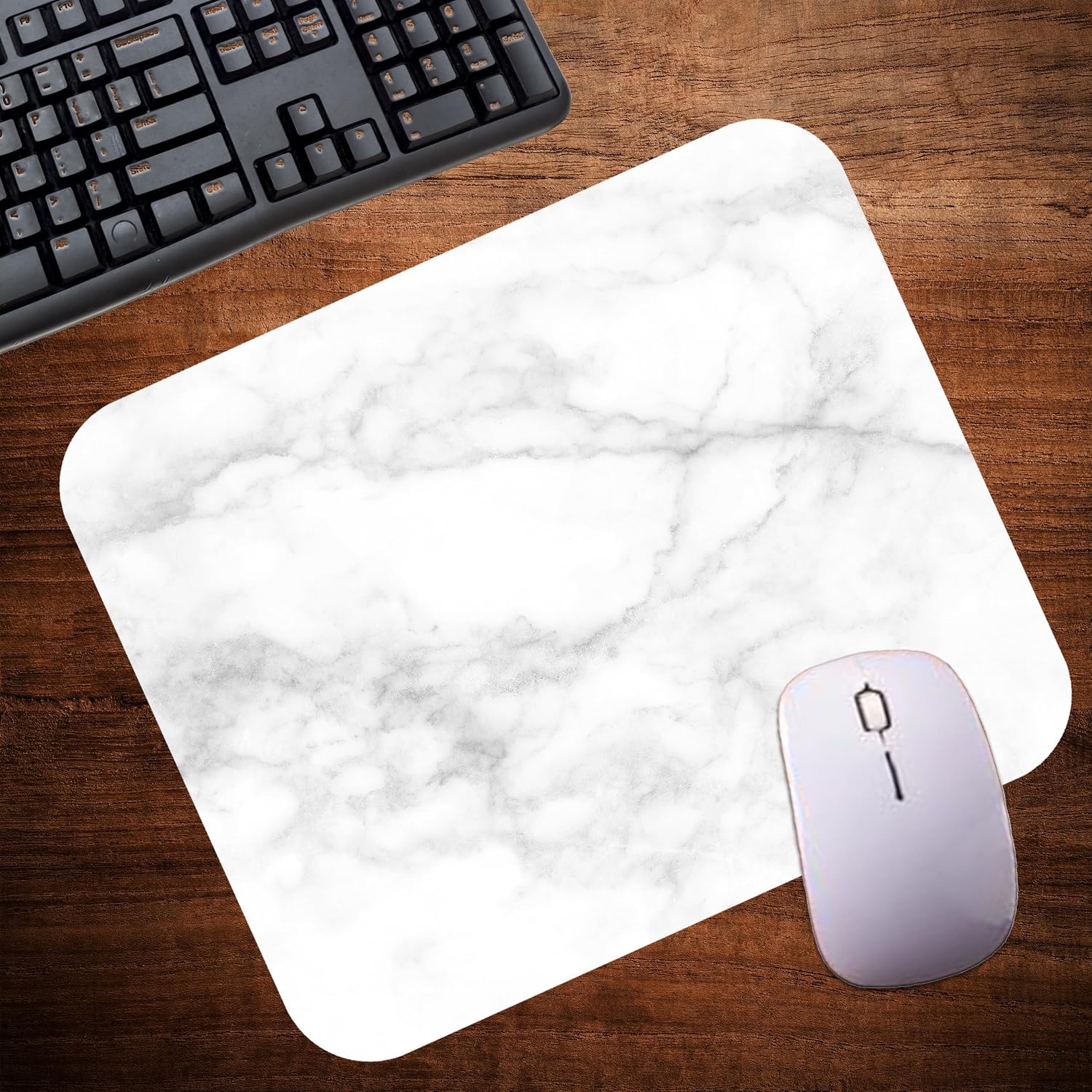 White Marbled Agate Mouse Pad Mat Mousepad for Desk Computer Laptop PC Gaming Home or Office Gift Marble (White Marble MP31) image 4