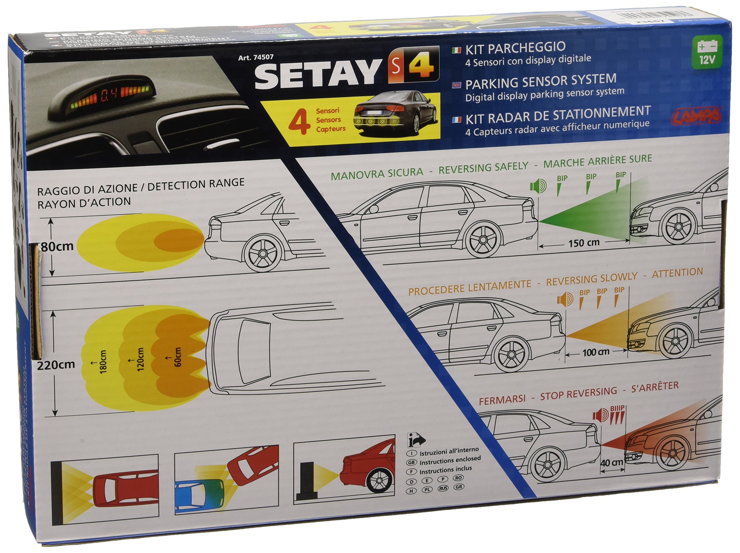 LAMPA 74507 Sistema di assistenza al parcheggio con sensore anteriore e Posteriore nero