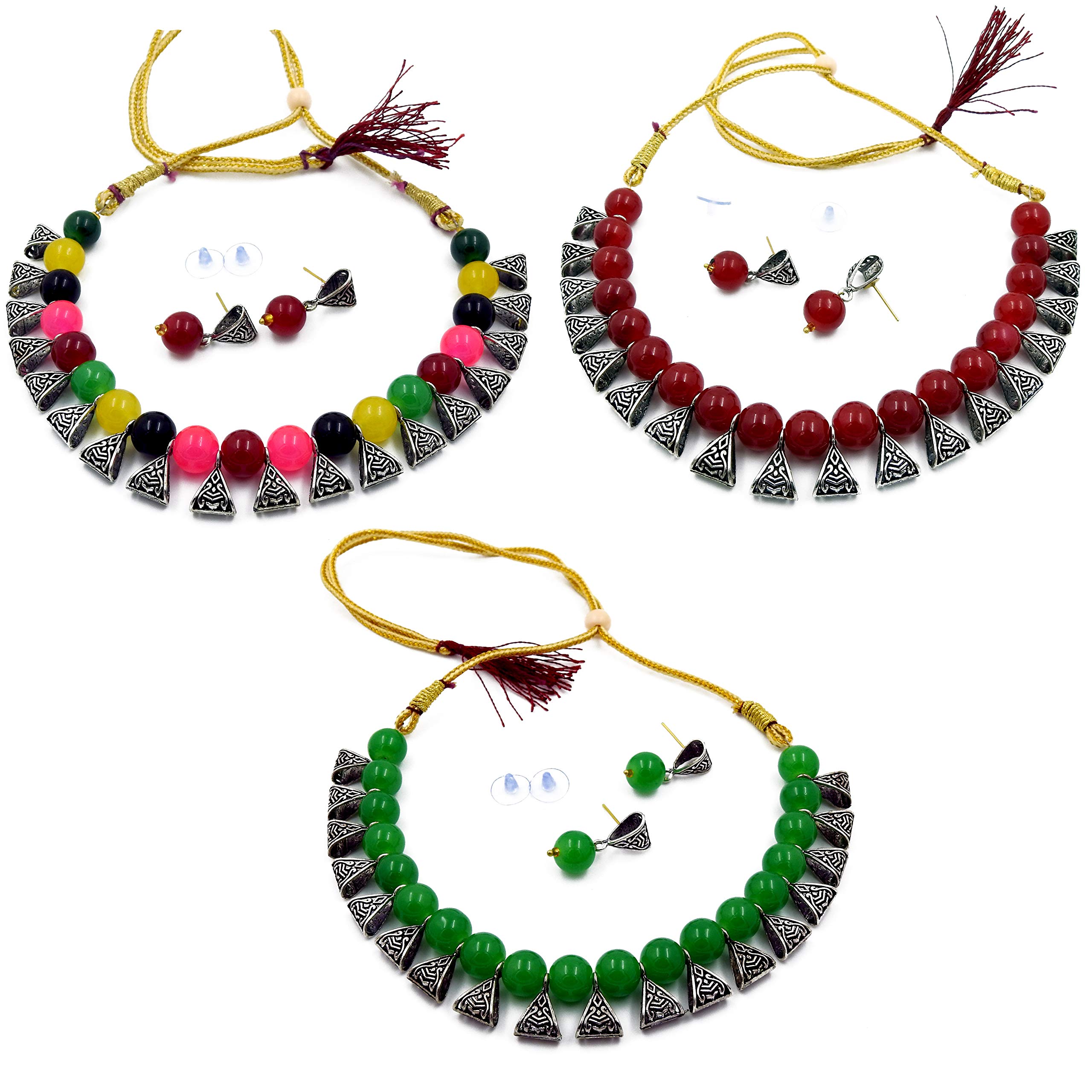 LACUM German Oxidized Beads Pearl Necklace Sets Combo for Women and Girls Pack of 3, 4, 6 and 8 (SILVER) (LAC625BNS0Y) (Pack3S_RGM) (B08KHPVCVL) Amazon Price History, Amazon Price Tracker