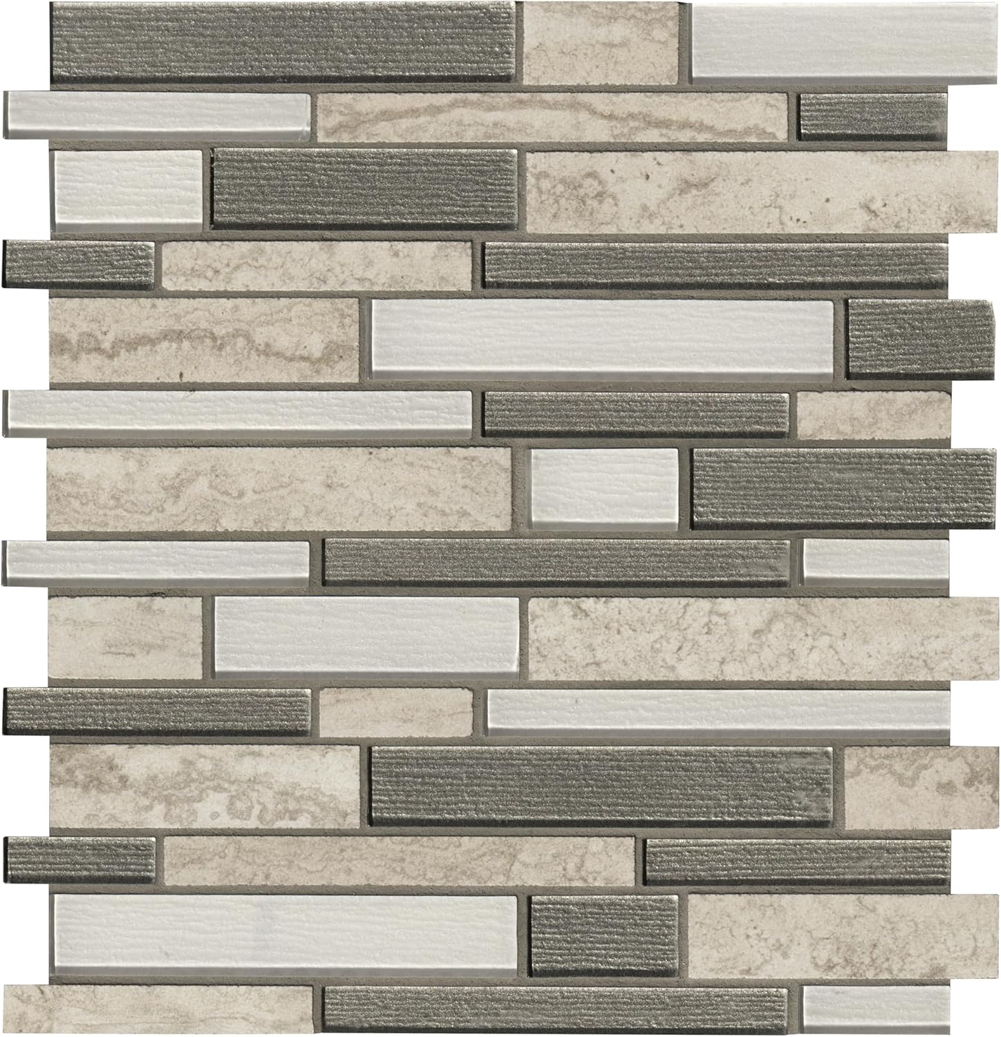 Ackland Vixo Ash Beige 12 in. x 12 in. Mixed Glass Porcelain Blend Mosaic Wall Tile
