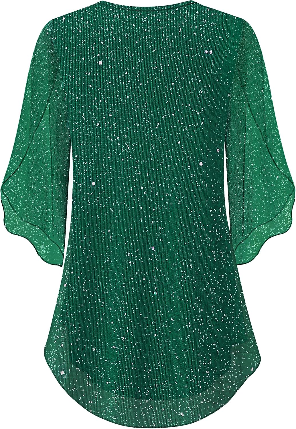 SeSe Code Womens Ruffle 3/4 Sleeve Mesh Blouses Loose Flowy Tops Stretchy Shirts - Image 2