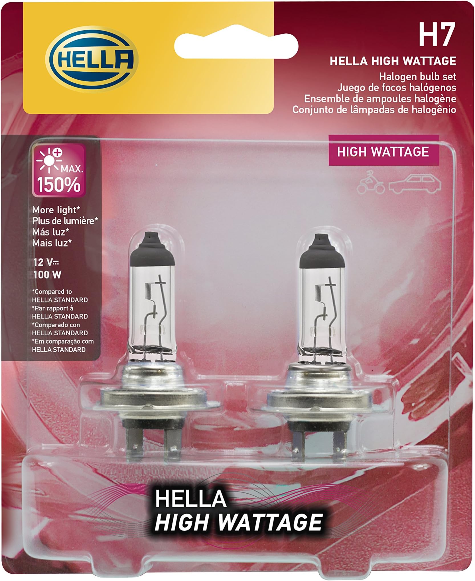 H7 100Wtb High Wattage Bulbs, 12V, 2 Pack