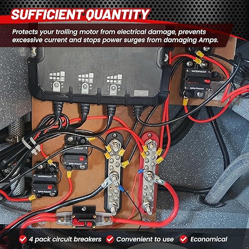 Miniatura 2 de RED WOLF Paquete de 4 interruptores de 200 amperios de reinicio manual para sistemas de energía solar estéreo de automóvil, ATV, motor de arrastre,