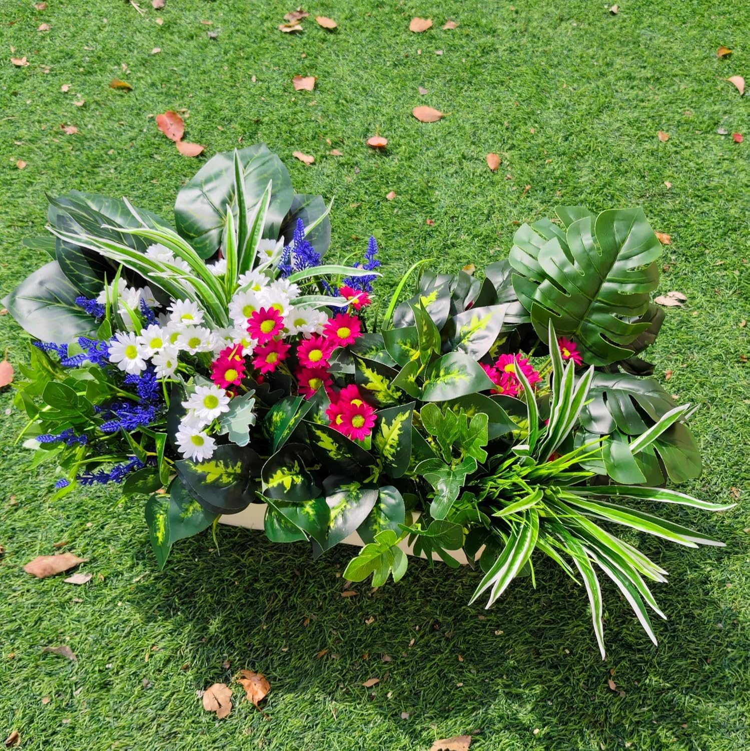 LUNETH 19PCS Artificial Plants Outdoor Fake Plants UV Resistant Artificial Flowers Greenery Stems Faux Plants Bushes for Outdoor Patio Garden Front Porch Yard Decor