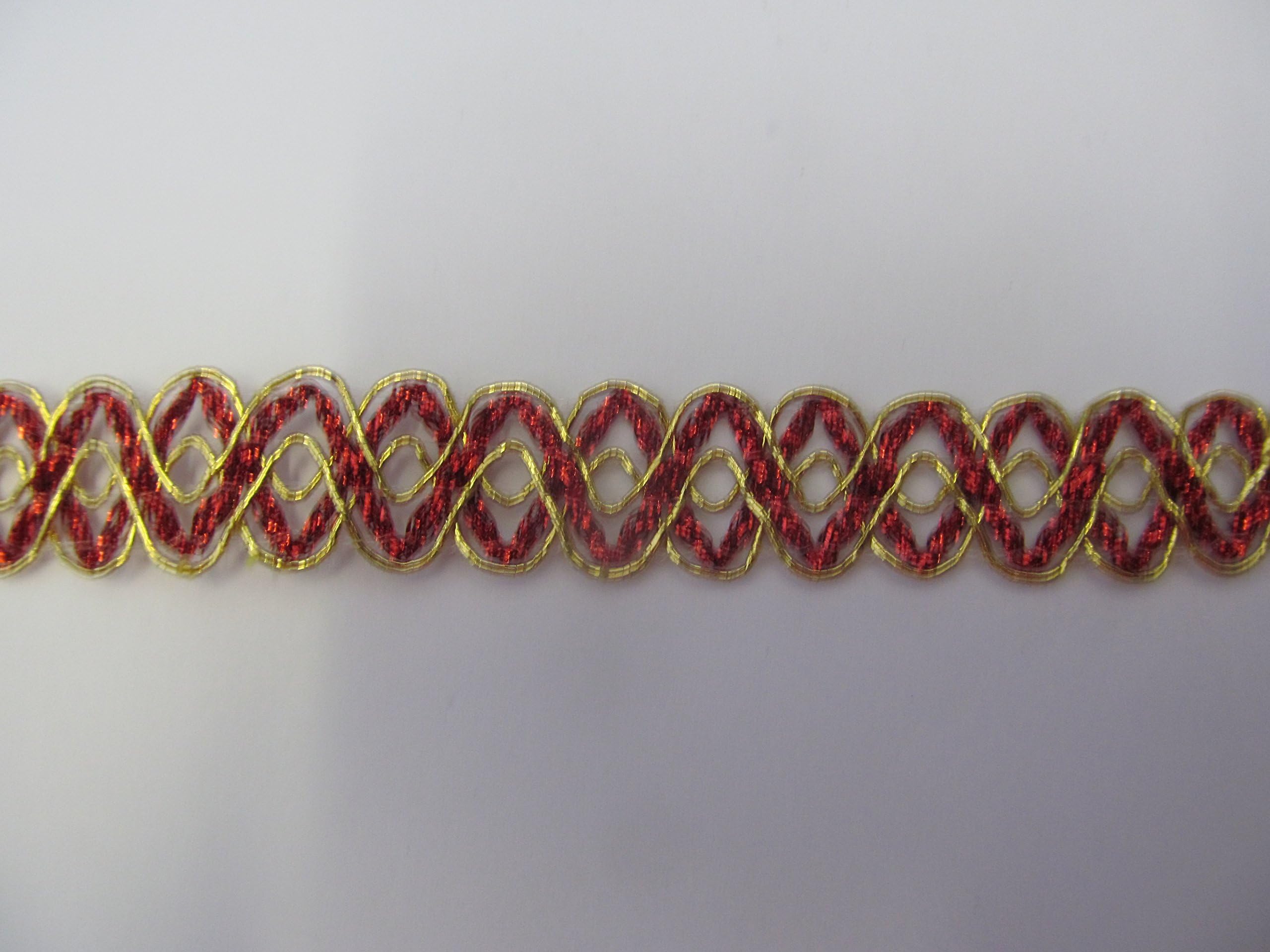 Red Gold Sequin Metallic Trim Craft Braid - 20 mm Wide