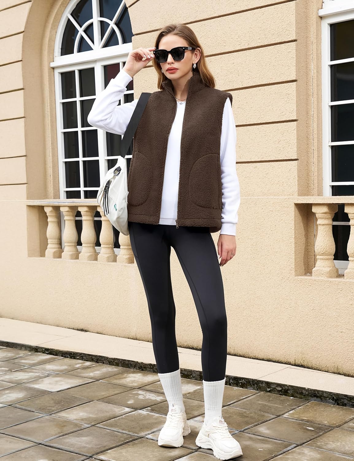 YUCOLEN Sherpa Fleece Vest for Women Sleeveless Lightweight Zip Up Outerwear Winter Warm Vest Jacket with Pockets - Image 6